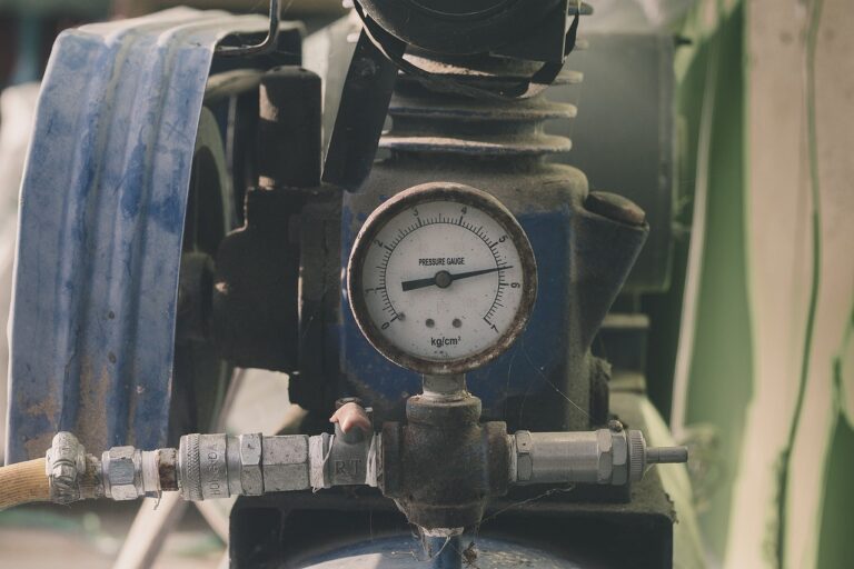 Pressure gauge on an air compressor line
